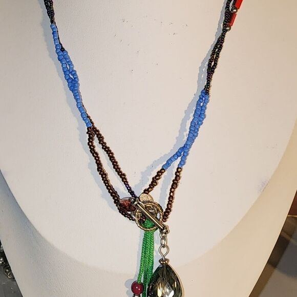 Premier Design Multicolor Beaded Necklace w/Tassel 12" or 24" New In Bag - Picture 5 of 5